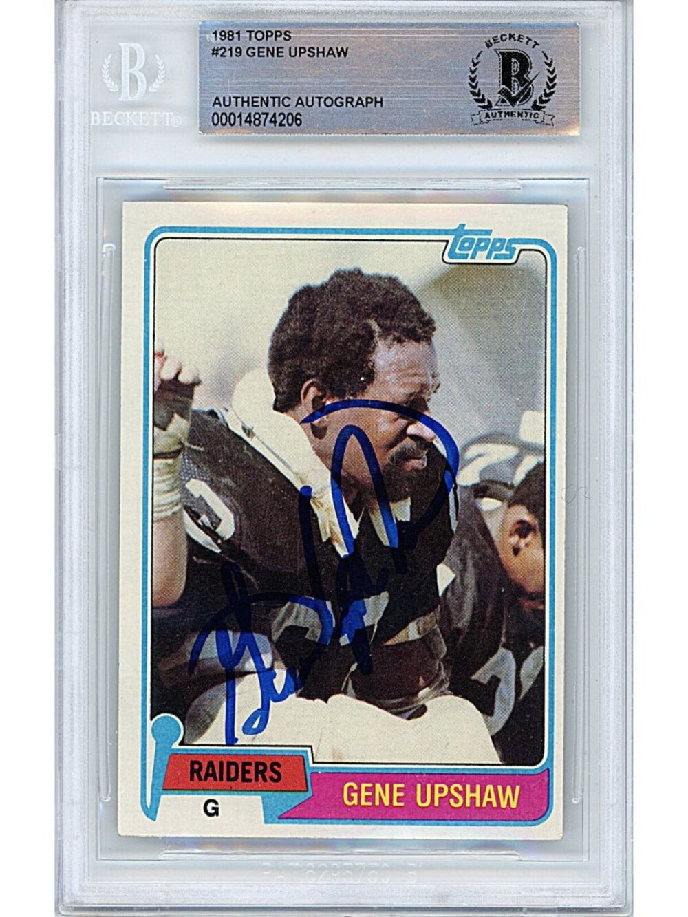 Gene Upshaw Signed 1981 Topps Football Card Beckett Oakland Raiders Autograph